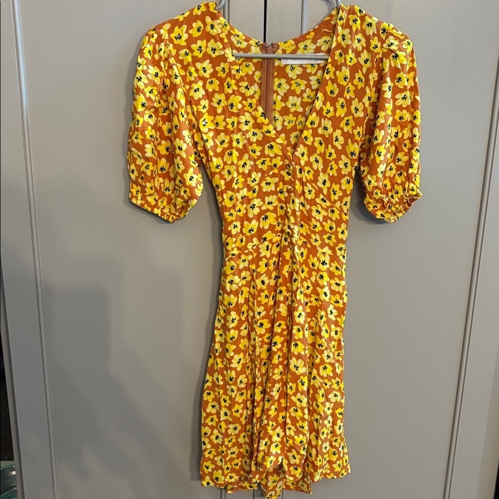 Faithfull the Brand Ilia mini dress- saffron Sz S retail $188 - Picture 2 of 6